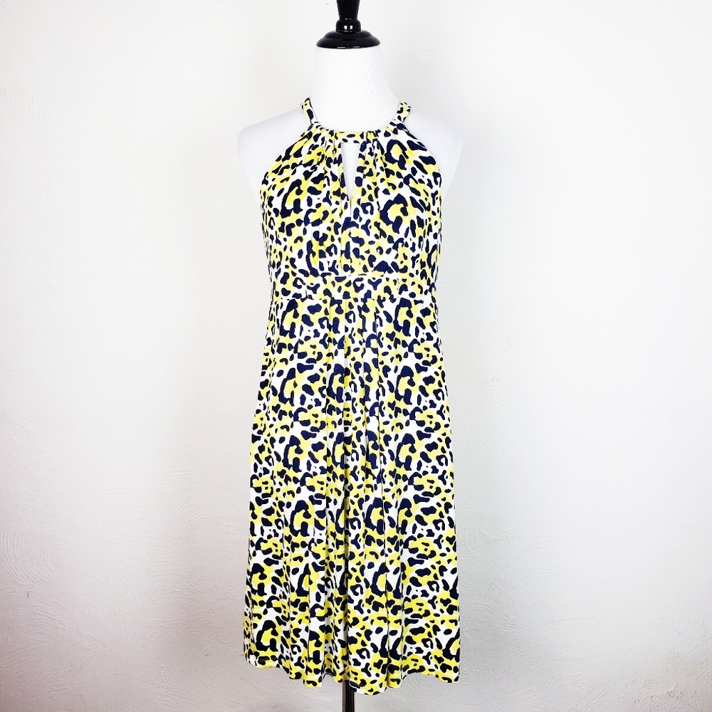 INC International Concepts Dress Leopard Keyhole Spring Summer Boho Animal Print